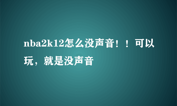 nba2k12怎么没声音！！可以玩，就是没声音