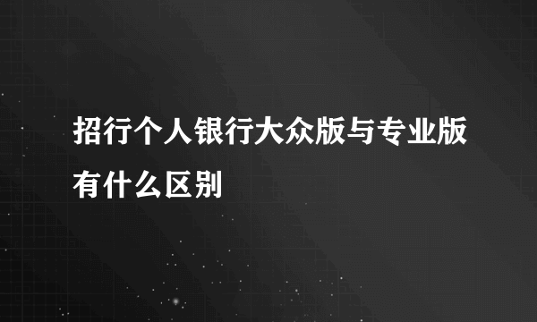 招行个人银行大众版与专业版有什么区别