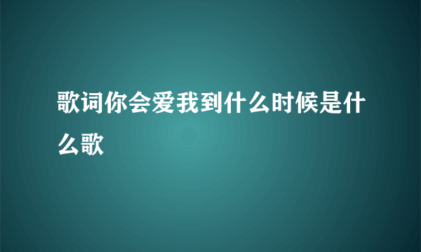 歌词你会爱我到什么时候是什么歌