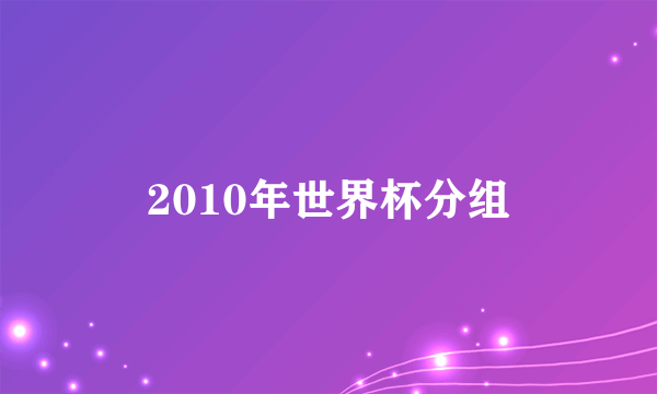 2010年世界杯分组