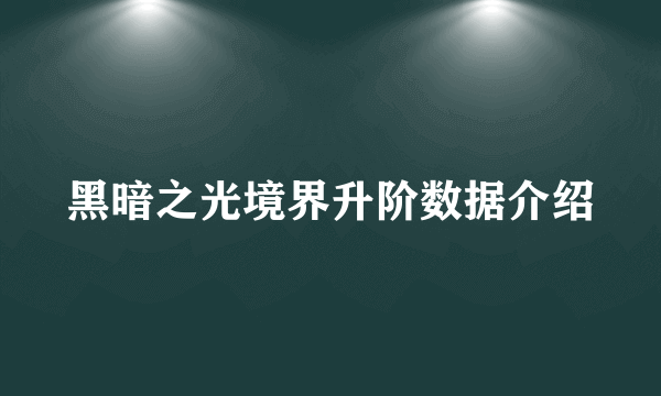 黑暗之光境界升阶数据介绍