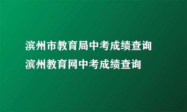 滨州市教育局中考成绩查询 滨州教育网中考成绩查询