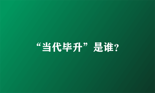 “当代毕升”是谁？