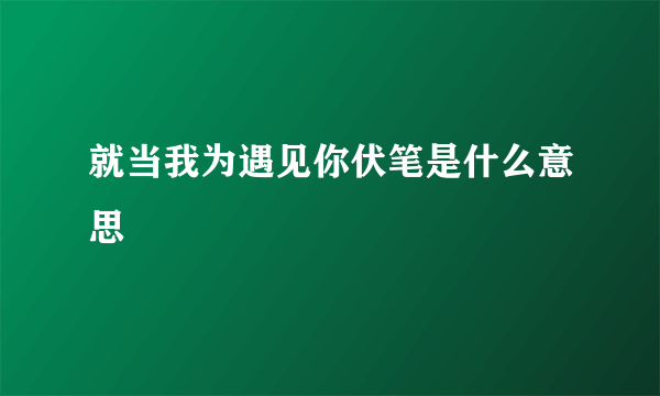 就当我为遇见你伏笔是什么意思