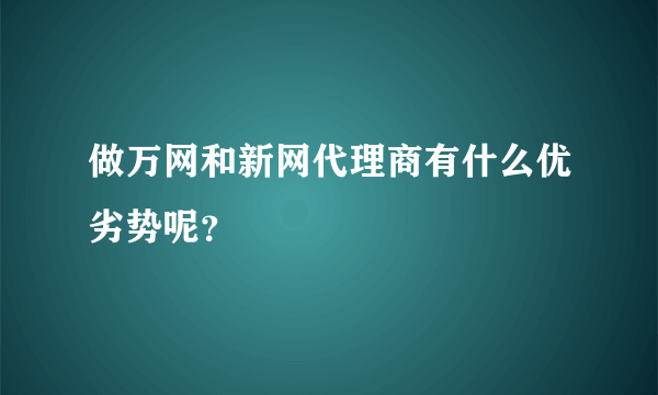 做万网和新网代理商有什么优劣势呢？