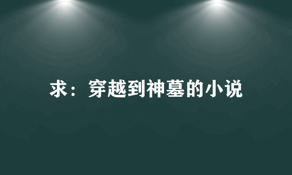 求：穿越到神墓的小说