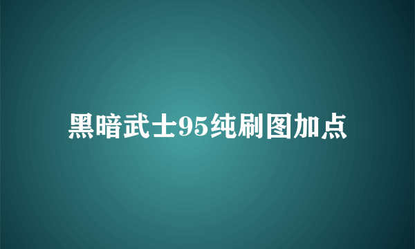 黑暗武士95纯刷图加点