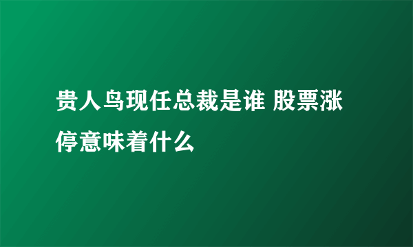 贵人鸟现任总裁是谁 股票涨停意味着什么