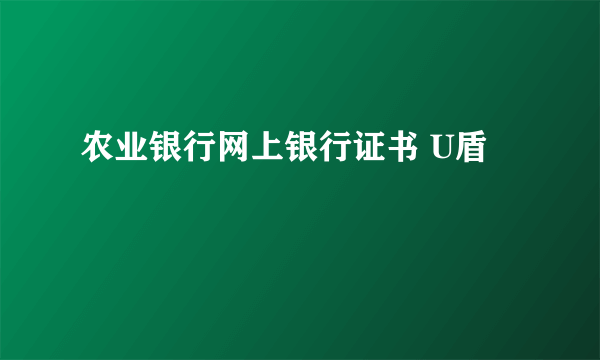 农业银行网上银行证书 U盾