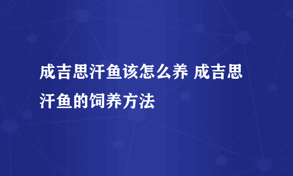 成吉思汗鱼该怎么养 成吉思汗鱼的饲养方法