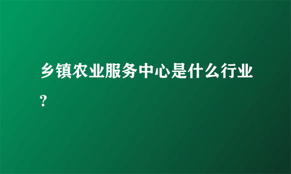 乡镇农业服务中心是什么行业？