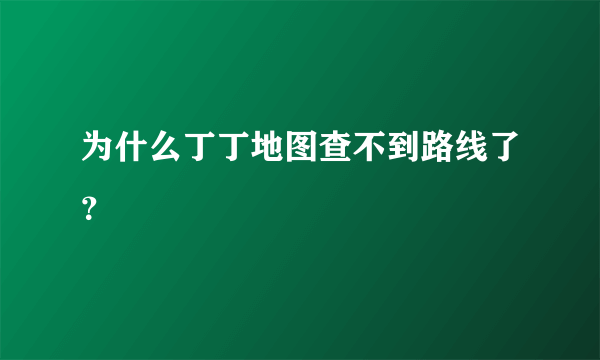 为什么丁丁地图查不到路线了？