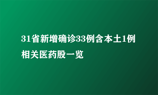 31省新增确诊33例含本土1例 相关医药股一览