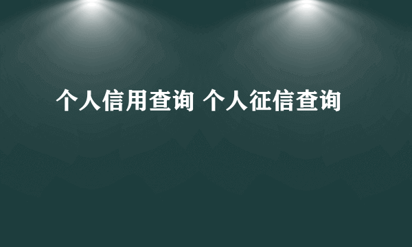 个人信用查询 个人征信查询