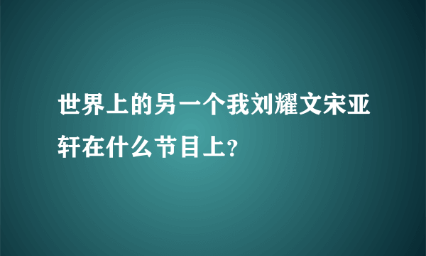 世界上的另一个我刘耀文宋亚轩在什么节目上？