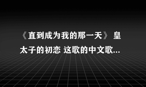 《直到成为我的那一天》 皇太子的初恋 这歌的中文歌词是什么？？