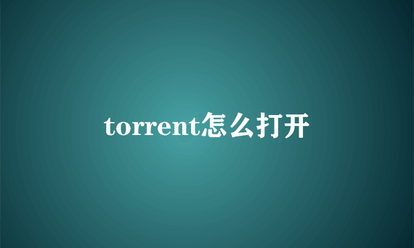 torrent怎么打开