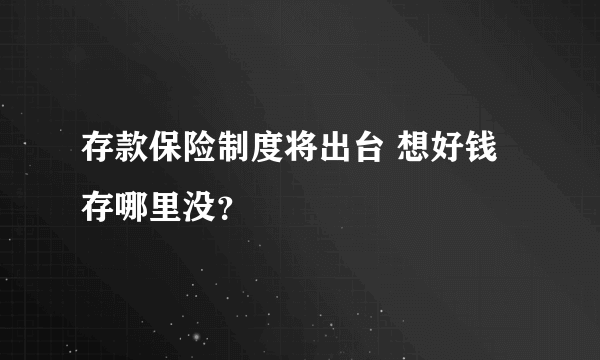 存款保险制度将出台 想好钱存哪里没？