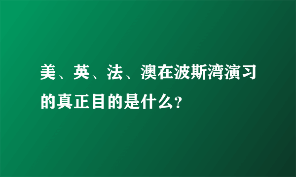 美、英、法、澳在波斯湾演习的真正目的是什么？