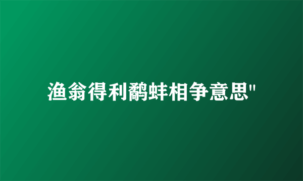 渔翁得利鹬蚌相争意思