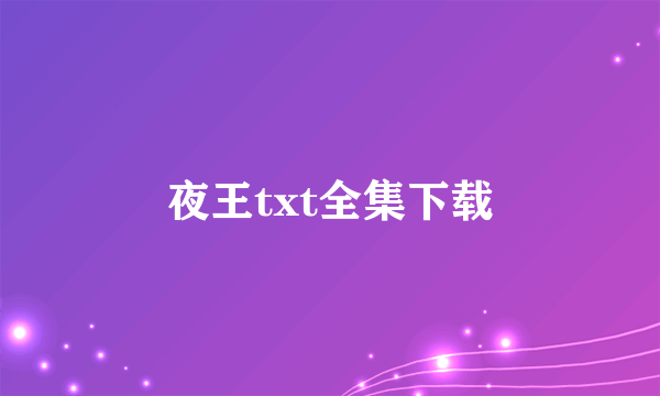 夜王txt全集下载