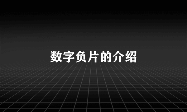 数字负片的介绍