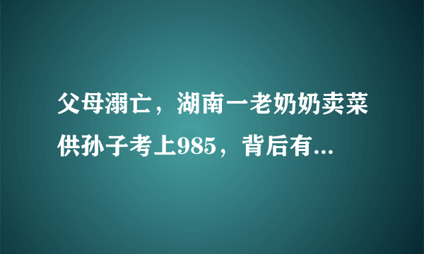 父母溺亡，湖南一老奶奶卖菜供孙子考上985，背后有着怎样的励志故事？