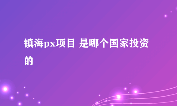 镇海px项目 是哪个国家投资的