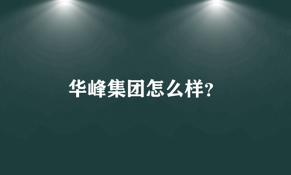 华峰集团怎么样？