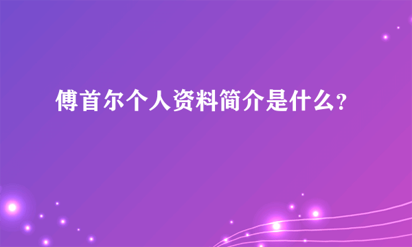 傅首尔个人资料简介是什么？