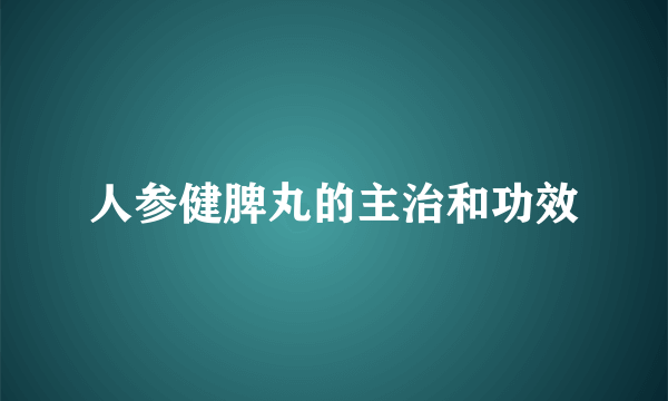 人参健脾丸的主治和功效