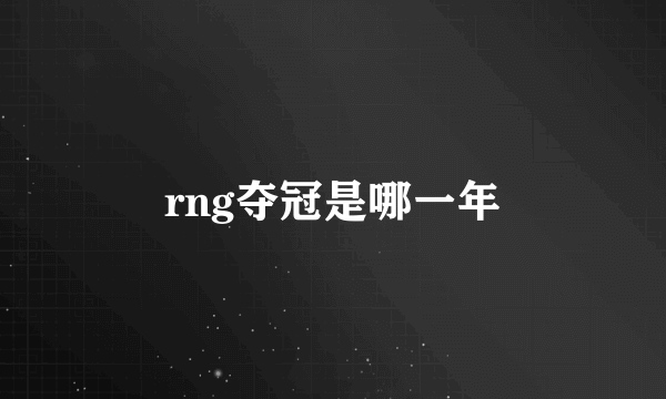 rng夺冠是哪一年