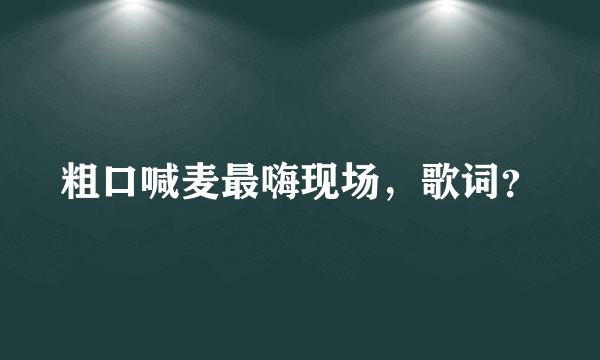 粗口喊麦最嗨现场，歌词？