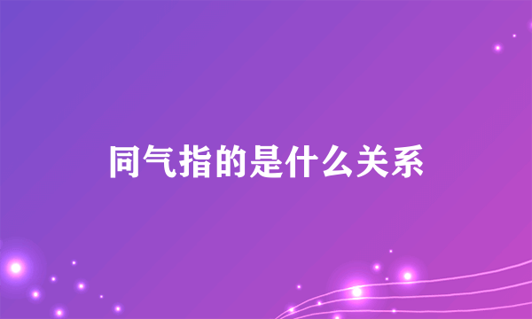 同气指的是什么关系