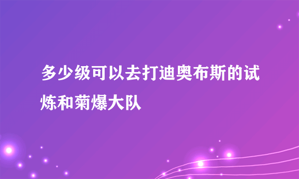 多少级可以去打迪奥布斯的试炼和菊爆大队