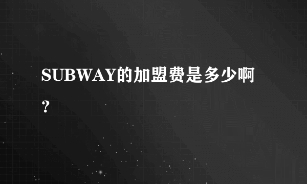 SUBWAY的加盟费是多少啊？