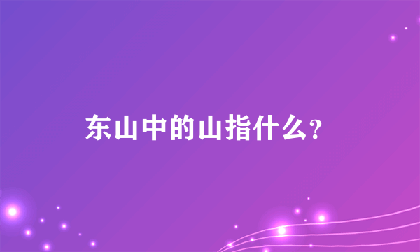 东山中的山指什么？