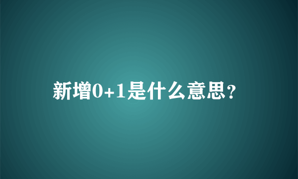 新增0+1是什么意思？