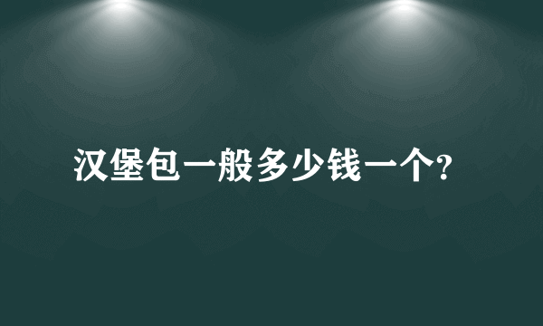 汉堡包一般多少钱一个？