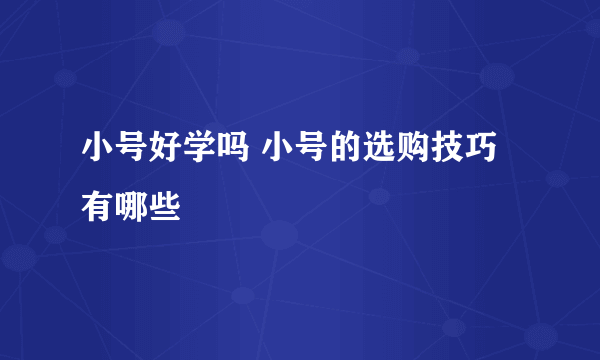 小号好学吗 小号的选购技巧有哪些