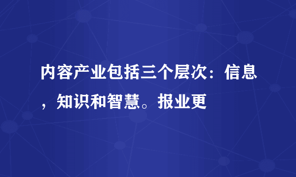 内容产业包括三个层次：信息，知识和智慧。报业更