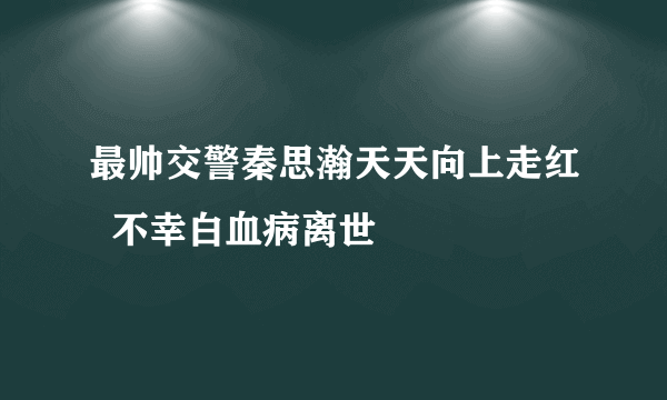 最帅交警秦思瀚天天向上走红  不幸白血病离世