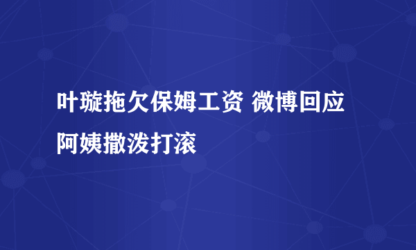 叶璇拖欠保姆工资 微博回应阿姨撒泼打滚