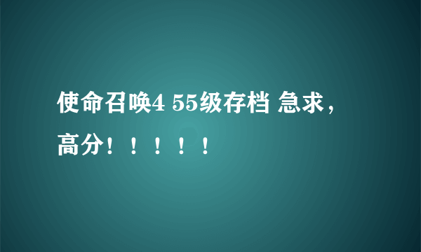 使命召唤4 55级存档 急求，高分！！！！！