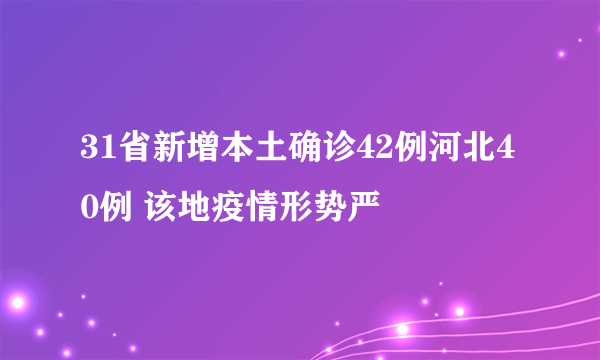 31省新增本土确诊42例河北40例 该地疫情形势严