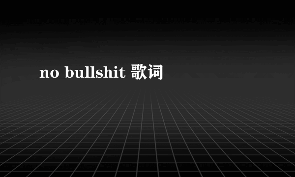 no bullshit 歌词