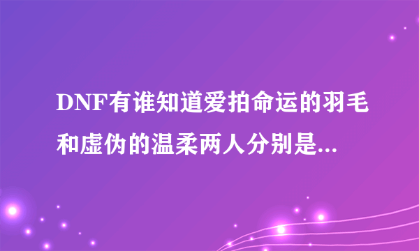 DNF有谁知道爱拍命运的羽毛和虚伪的温柔两人分别是哪里人？