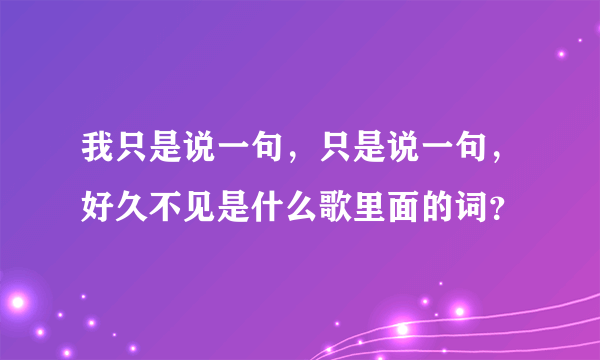 我只是说一句，只是说一句，好久不见是什么歌里面的词？