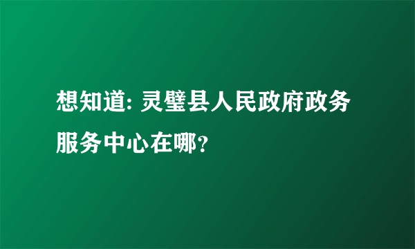 想知道: 灵璧县人民政府政务服务中心在哪？