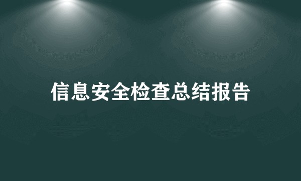 信息安全检查总结报告